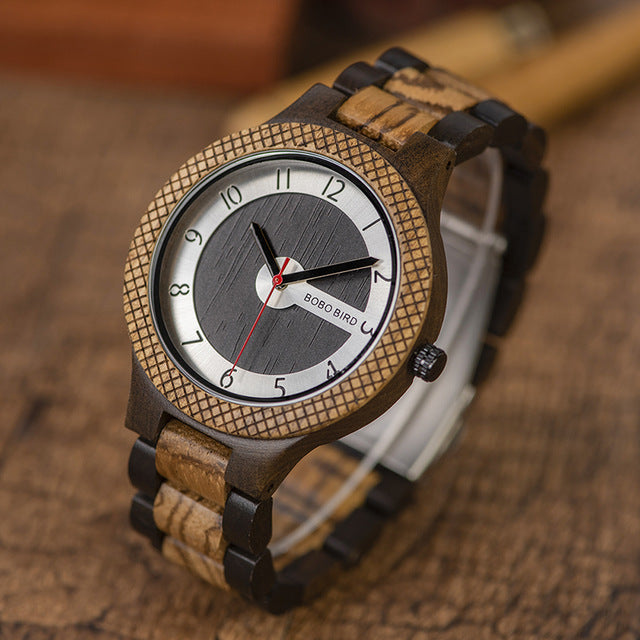 Man Watch Black Wooden Minimalist