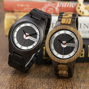 Man Watch Black Wooden Minimalist