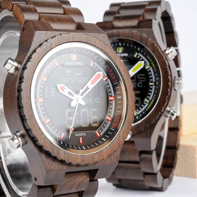 New Wooden Mens Watches Multifunctional