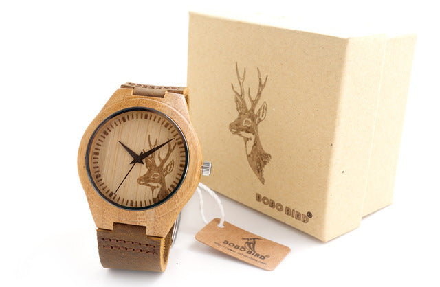 Top brand Men's Bamboo Wooden Watch