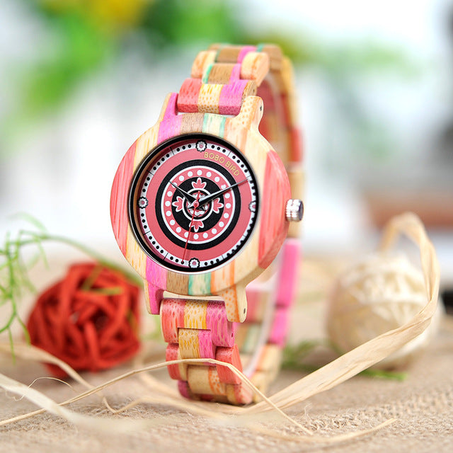 Women Wooden Watches Full Color Paint