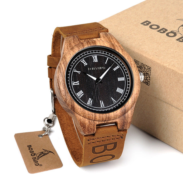Mens Wooden Wristwatch Causal Quartz