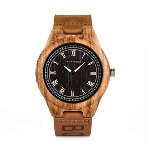 Mens Wooden Wristwatch Causal Quartz