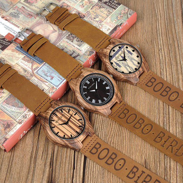 Mens Wooden Wristwatch Causal Quartz