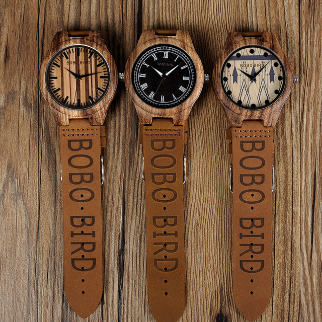 Mens Wooden Wristwatch Causal Quartz