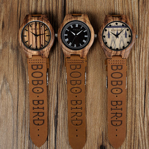 Mens Wooden Wristwatch Causal Quartz