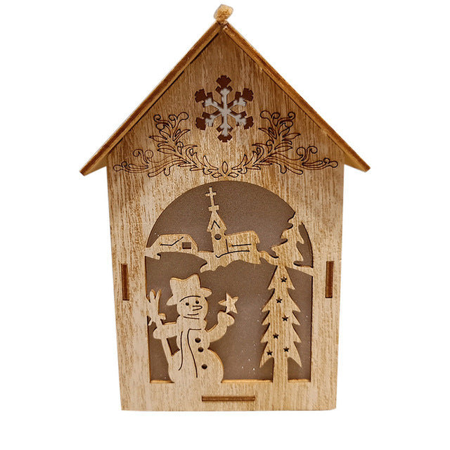 Battery Christmas Ornaments Glowing Cabin Hotel