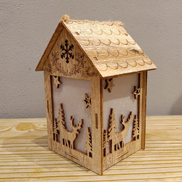 Battery Christmas Ornaments Glowing Cabin Hotel