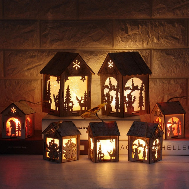 Battery Christmas Ornaments Glowing Cabin Hotel