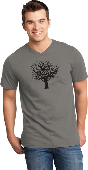 Black Tree of Life Important V-neck Yoga Tee Shirt