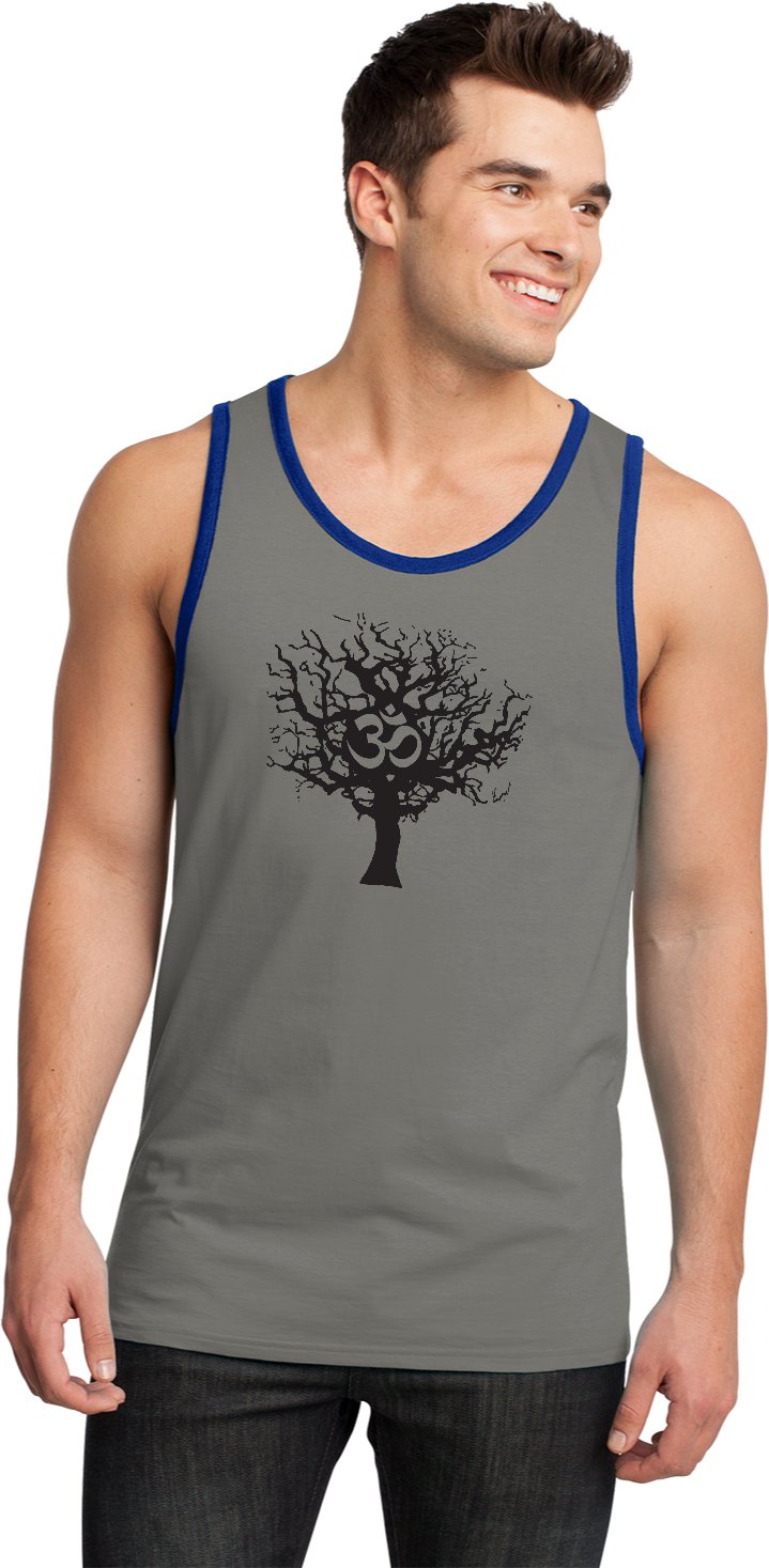 Black Tree of Life 100% Cotton Ringer Yoga Tank