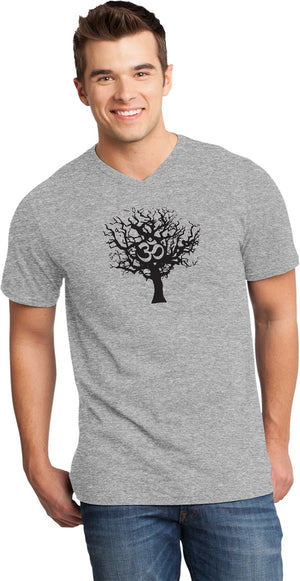 Black Tree of Life Important V-neck Yoga Tee Shirt