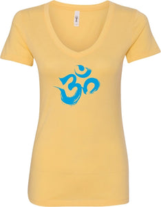 Aqua Brushstroke AUM Ideal V-neck Yoga Tee Shirt