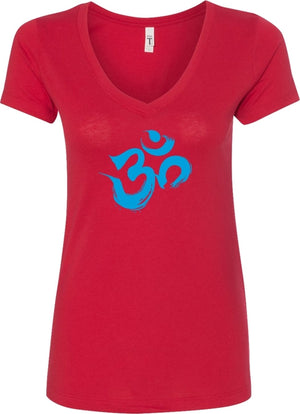 Aqua Brushstroke AUM Ideal V-neck Yoga Tee Shirt