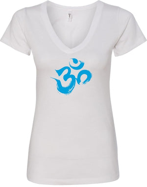 Aqua Brushstroke AUM Ideal V-neck Yoga Tee Shirt