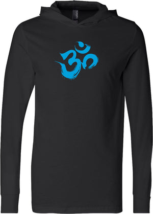 Aqua Brushstroke AUM Lightweight Yoga Hoodie Tee