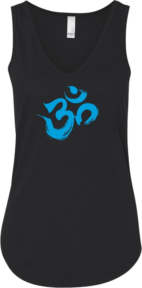 Aqua Brushstroke AUM Lightweight Flowy Yoga Tank