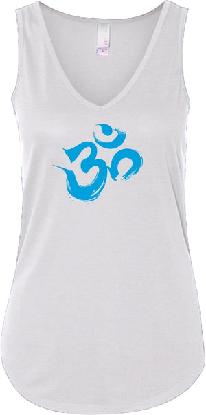 Aqua Brushstroke AUM Lightweight Flowy Yoga Tank