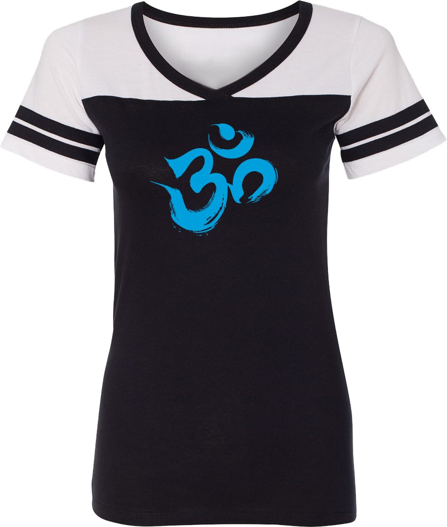 Aqua Brushstroke AUM Powder Puff Yoga Tee Shirt