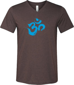 Aqua Brushstroke AUM Triblend V-neck Yoga Tee