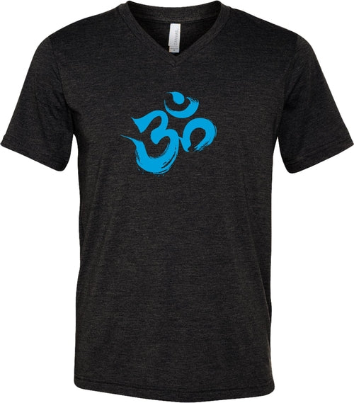Aqua Brushstroke AUM Triblend V-neck Yoga Tee