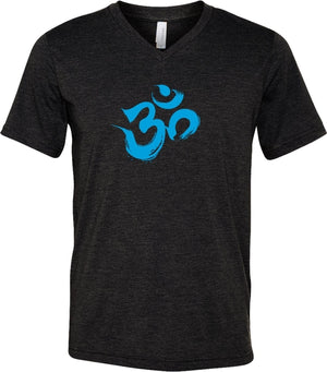 Aqua Brushstroke AUM Triblend V-neck Yoga Tee