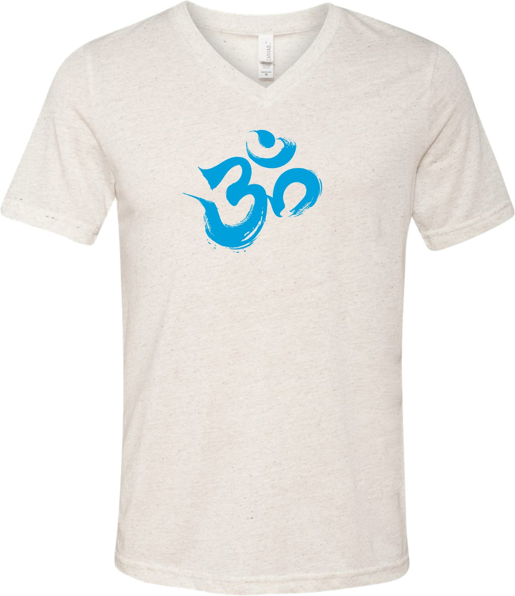 Aqua Brushstroke AUM Triblend V-neck Yoga Tee