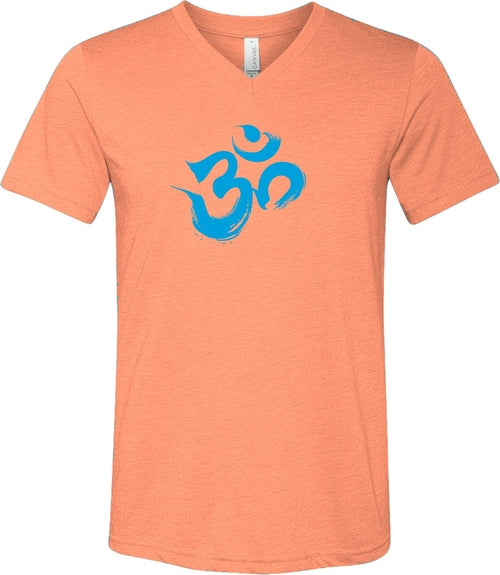Aqua Brushstroke AUM Triblend V-neck Yoga Tee