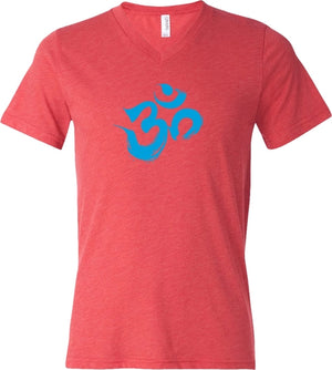 Aqua Brushstroke AUM Triblend V-neck Yoga Tee