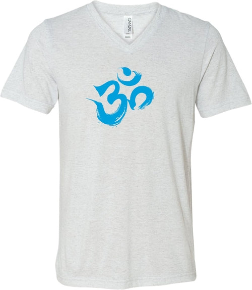 Aqua Brushstroke AUM Triblend V-neck Yoga Tee