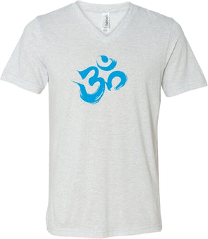 Aqua Brushstroke AUM Triblend V-neck Yoga Tee