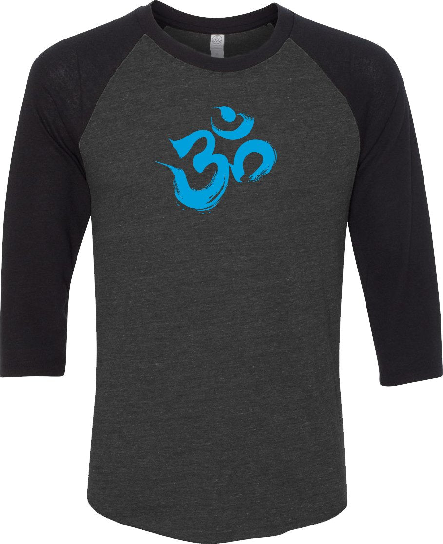 Aqua Brushstroke AUM Eco Raglan 3/4 Sleeve Yoga