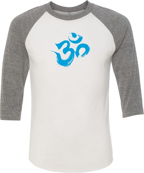 Aqua Brushstroke AUM Eco Raglan 3/4 Sleeve Yoga