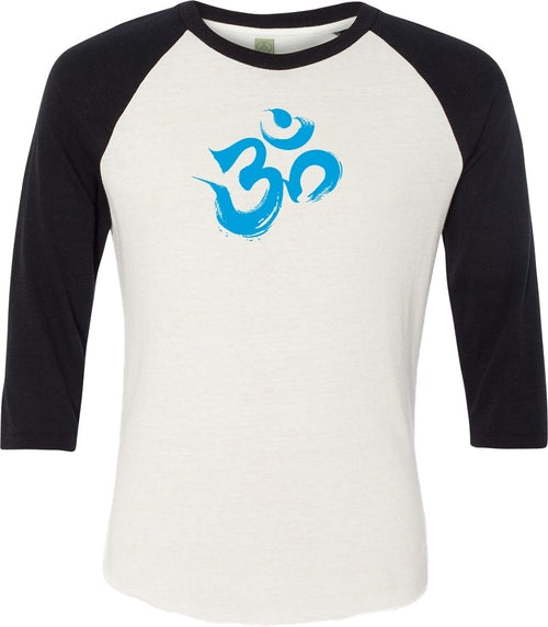Aqua Brushstroke AUM Eco Raglan 3/4 Sleeve Yoga