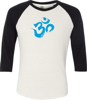 Aqua Brushstroke AUM Eco Raglan 3/4 Sleeve Yoga