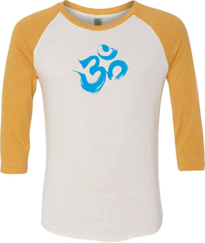 Aqua Brushstroke AUM Eco Raglan 3/4 Sleeve Yoga