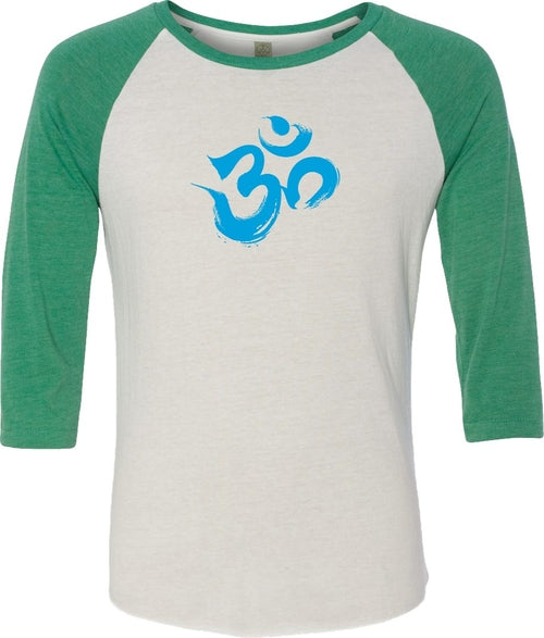 Aqua Brushstroke AUM Eco Raglan 3/4 Sleeve Yoga