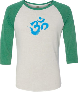 Aqua Brushstroke AUM Eco Raglan 3/4 Sleeve Yoga