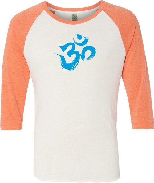 Aqua Brushstroke AUM Eco Raglan 3/4 Sleeve Yoga