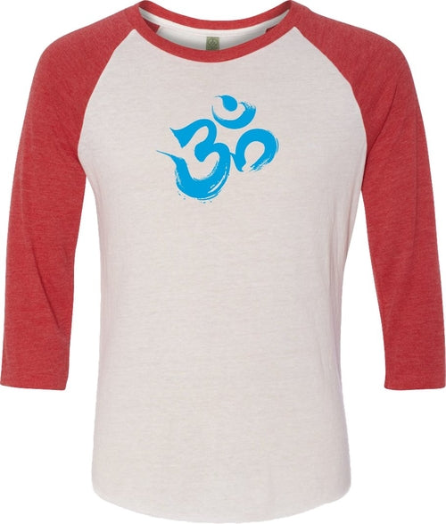 Aqua Brushstroke AUM Eco Raglan 3/4 Sleeve Yoga