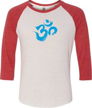 Aqua Brushstroke AUM Eco Raglan 3/4 Sleeve Yoga