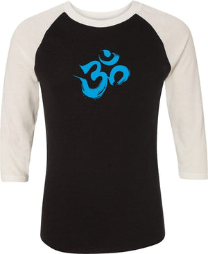Aqua Brushstroke AUM Eco Raglan 3/4 Sleeve Yoga