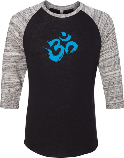 Aqua Brushstroke AUM Eco Raglan 3/4 Sleeve Yoga