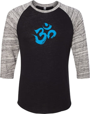 Aqua Brushstroke AUM Eco Raglan 3/4 Sleeve Yoga