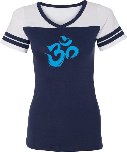 Aqua Brushstroke AUM Powder Puff Yoga Tee Shirt