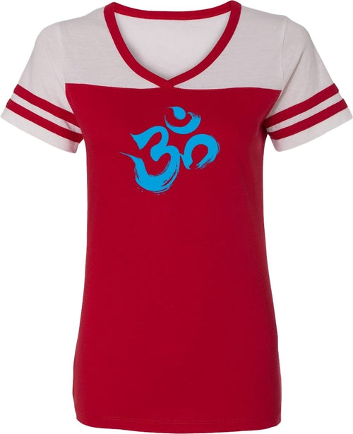 Aqua Brushstroke AUM Powder Puff Yoga Tee Shirt