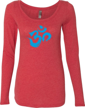 Aqua Brushstroke AUM Triblend Long Sleeve Yoga Tee