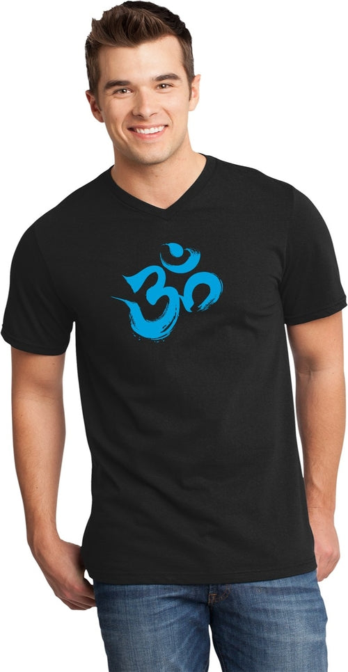 Aqua Brushstroke AUM Important V-neck Yoga Tee