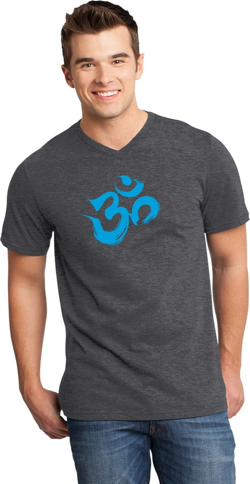 Aqua Brushstroke AUM Important V-neck Yoga Tee