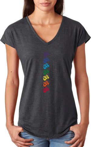 Chakra OMS Triblend V-neck Yoga Tee Shirt